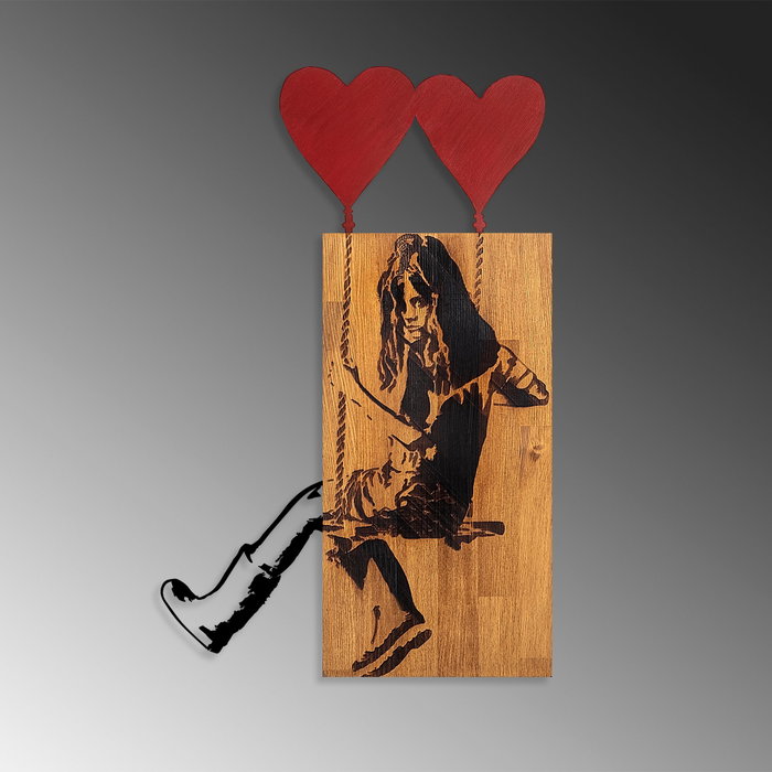 Wallity Banksy - 18 Escultura de pared de madera y metal Nogal y Negro Wallity Banksy - 18 Escultura de pared de madera y metal Nogal y Negro